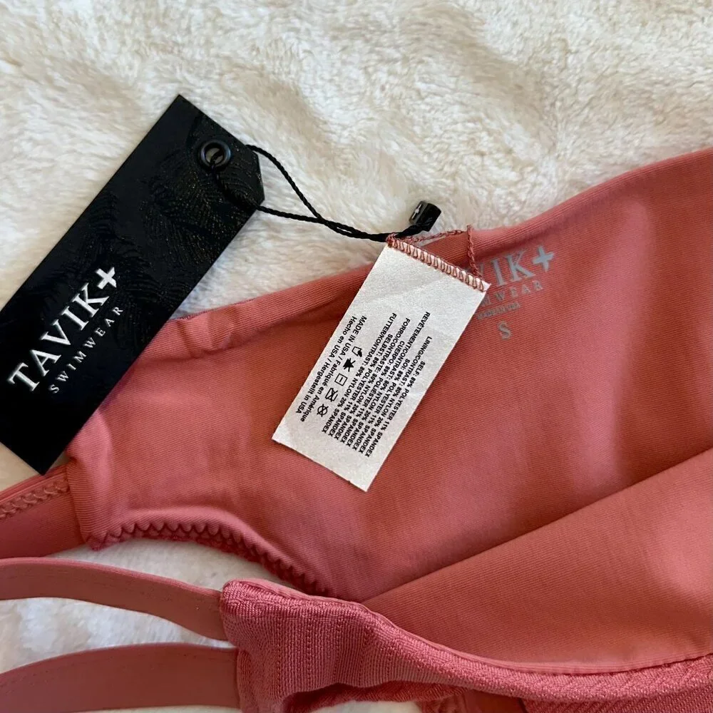 NWT Tavik Chloe Mini Cutout Swim Bottom in Textured Rose - Small